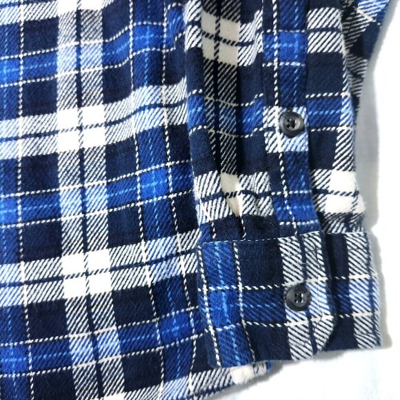 Orvis Plaid Shacket Men's Size LG Long Sleeve Heavyweight Blue Flannel Pockets - Picture 6 of 13